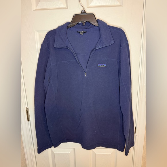 Patagonia Navy Blue Quarter-Zip Fleece Jacket Size L - Picture 2 of 6